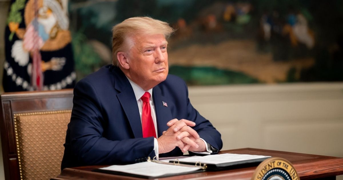 President Donald J. Trump speaks with military service personnel Thursday, Nov. 26, 2020, during a Thanksgiving video teleconference call from the Diplomatic Reception Room of the White House. (Official White House Photo by Shealah Craighead)