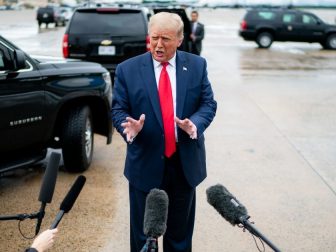 President Donald J. Trump speaks with reporters Thursday, Sept. 10, 2020, at Joint Base Andrews, Md., prior to boarding Air Force One for his trip to Michigan. (Official White House Photo by Tia Dufour)