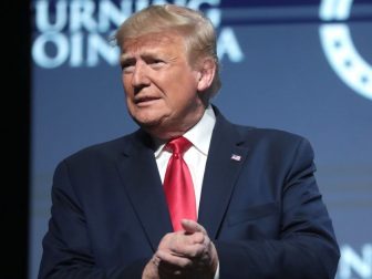 President of the United States Donald Trump speaking with attendees at the 2019 Student Action Summit hosted by Turning Point USA at the Palm Beach County Convention Center in West Palm Beach, Florida.