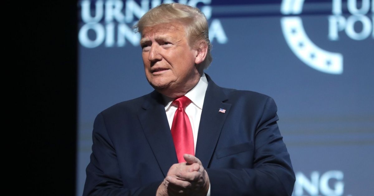 President of the United States Donald Trump speaking with attendees at the 2019 Student Action Summit hosted by Turning Point USA at the Palm Beach County Convention Center in West Palm Beach, Florida.