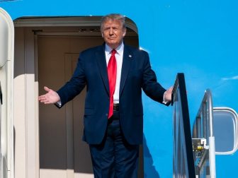 President Donald J. Trump disembarks Air Force One on his arrival Saturday, June 20, 2020, to Tulsa International Airport in Tulsa, Okla. (Official White House Photo by Tia Dufour)