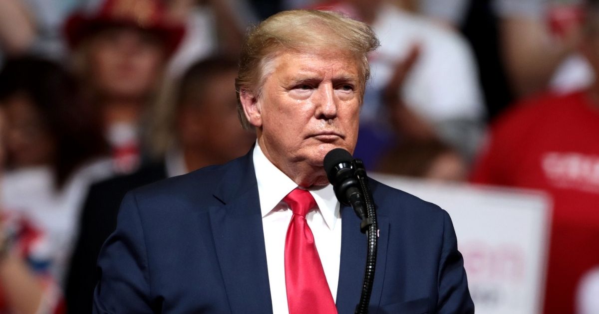 President of the United States Donald Trump speaking with supporters at a "Keep America Great" rally at Arizona Veterans Memorial Coliseum in Phoenix, Arizona.