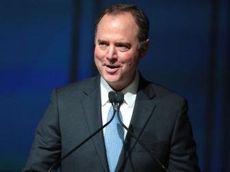 U.S. Congressman Adam Schiff speaking with attendees at the 2019 California Democratic Party State Convention at the George R. Moscone Convention Center in San Francisco, California.