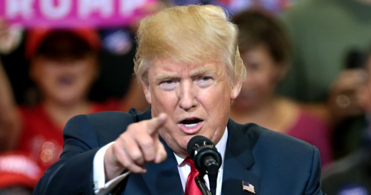 Donald Trump speaking with supporters at a campaign rally at the Phoenix Convention Center in Phoenix, Arizona.