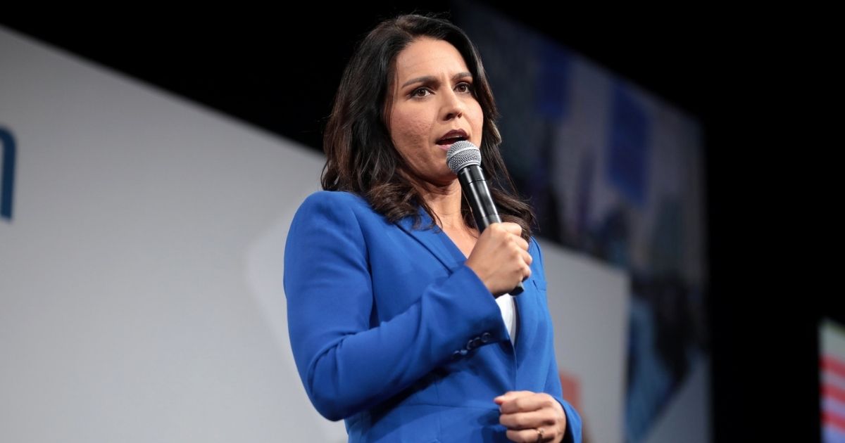 U.S. Congresswoman Tulsi Gabbard speaking with attendees at the Presidential Gun Sense Forum hosted by Everytown for Gun Safety and Moms Demand Action at the Iowa Events Center in Des Moines, Iowa.