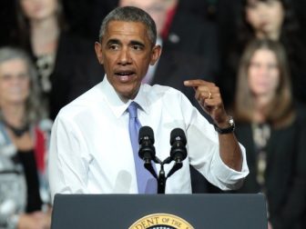 President of the United States Barack Obama speaking on the recovering housing sector at Central High School in Phoenix, Arizona.