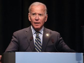 Former Vice President of the United States Joe Biden speaking with attendees at the 2019 Iowa Federation of Labor Convention hosted by the AFL-CIO at the Prairie Meadows Hotel in Altoona, Iowa.