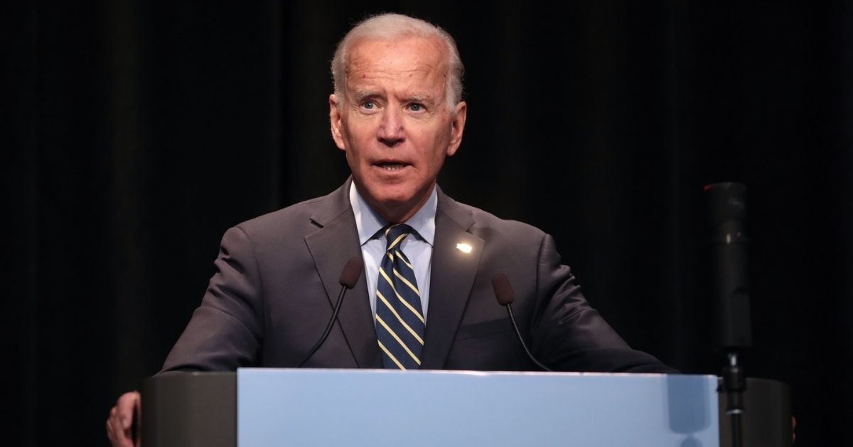 Former Vice President of the United States Joe Biden speaking with attendees at the 2019 Iowa Federation of Labor Convention hosted by the AFL-CIO at the Prairie Meadows Hotel in Altoona, Iowa.