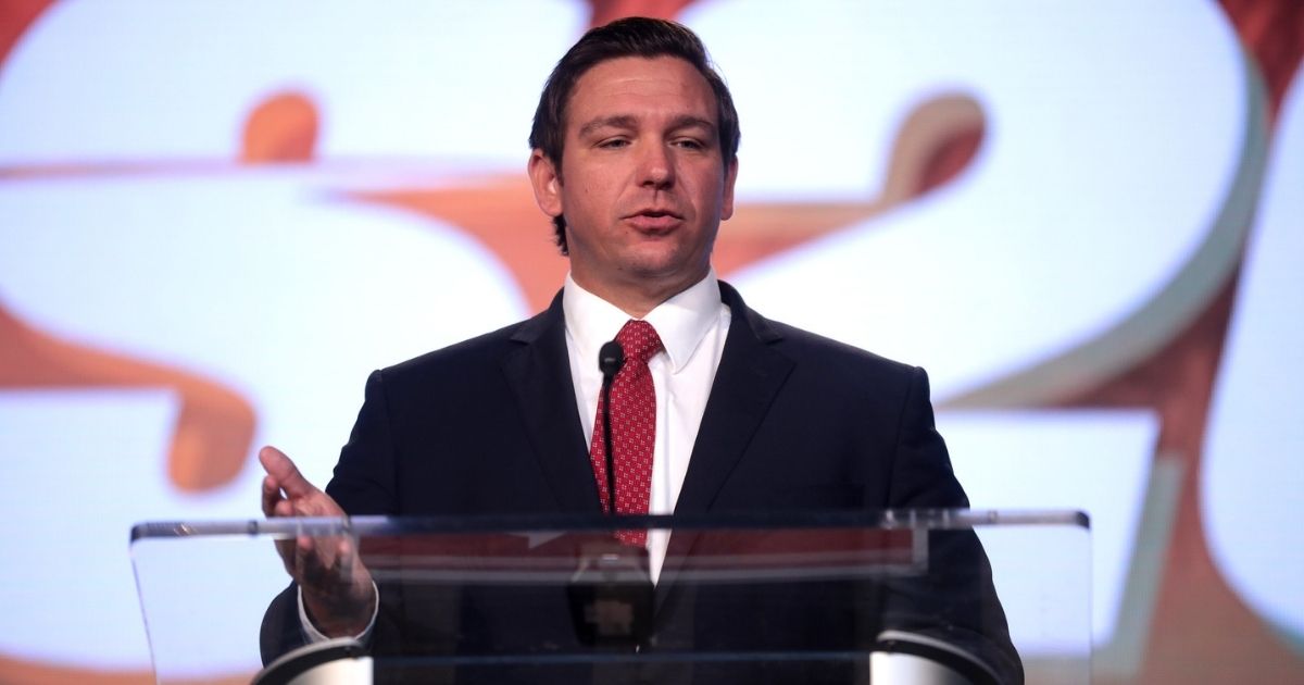 Governor-elect Ron DeSantis speaking with attendees at the 2018 Student Action Summit hosted by Turning Point USA at the Palm Beach County Convention Center in West Palm Beach, Florida.