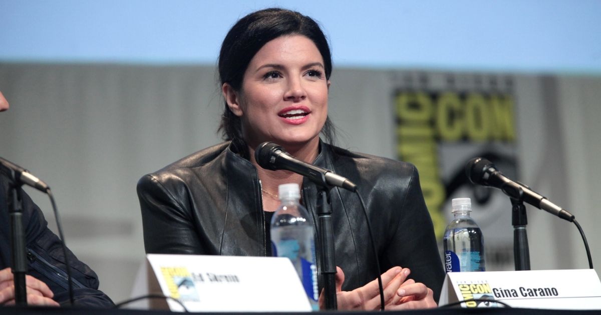 Gina Carano speaking at the 2015 San Diego Comic Con International, for "Deadpool", at the San Diego Convention Center in San Diego, California.