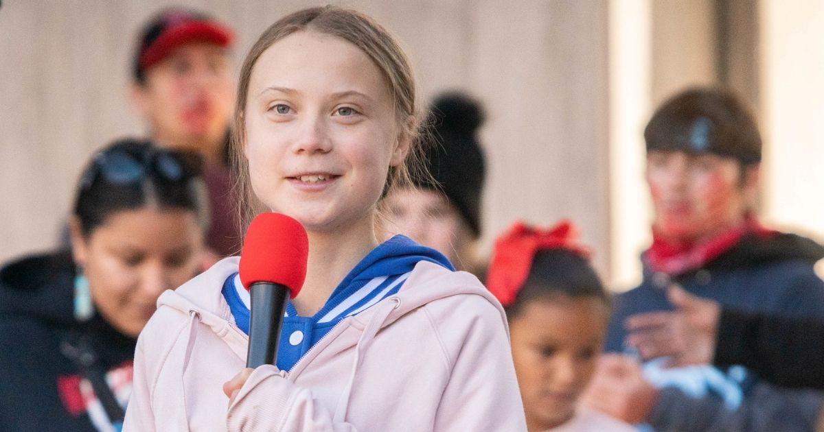 TIME Magazine's person of the year 2019 Greta Thunberg holds a climate change rally at the Greek Amphitheater in Denver, Colorado on October 11, 2019.