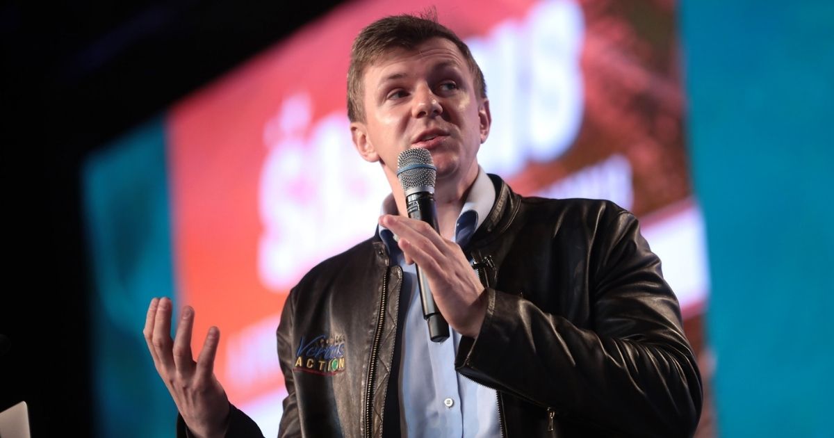 James O'Keefe speaking with attendees at the 2018 Student Action Summit hosted by Turning Point USA at the Palm Beach County Convention Center in West Palm Beach, Florida.