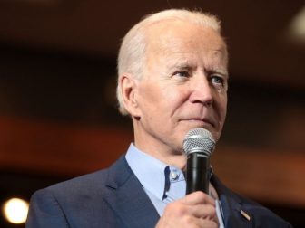 Former Vice President of the United States Joe Biden speaking with supporters at a community event at Sun City MacDonald Ranch in Henderson, Nevada.