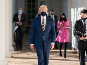President Joe Biden walks with his personal aide Stephen Goepfert along the Colonnade Friday, Jan. 22, 2021, to a briefing on the economy in the State Dining Room of the White House. (Official White House Photo by Adam Schultz)