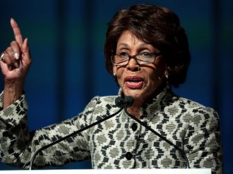 U.S. Congresswoman Maxine Waters speaking with attendees at the 2019 California Democratic Party State Convention at the George R. Moscone Convention Center in San Francisco, California.