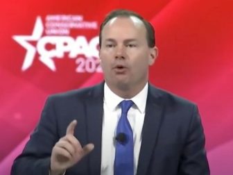 Republican Sen. Mike Lee of Utah delivers a speech Friday in defense of the Bill of Rights at the Conservative Political Action Conference 2021.