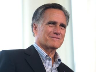 Former Govenor Mitt Romney speaking with supporters of U.S. Congresswoman Martha McSally at a campaign rally at The Falls Event Center in Gilbert, Arizona.