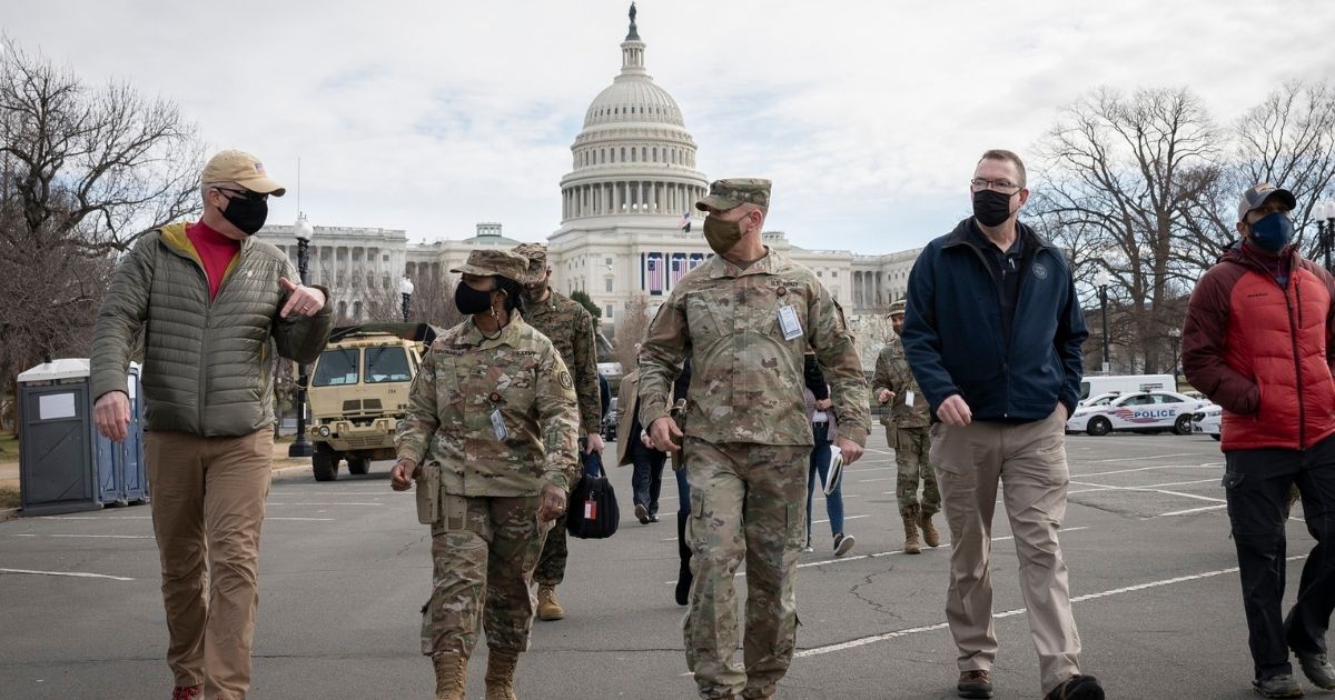 Washington, D.C. (January 17, 2021) Acting Homeland Security Secretary Pete Gaynor and Acting Secretary of Defense Christopher Miller tour the U.S. Capitol building and interact with National Guard Soldiers assigned to ensure security ahead of the Presidential Inauguration.