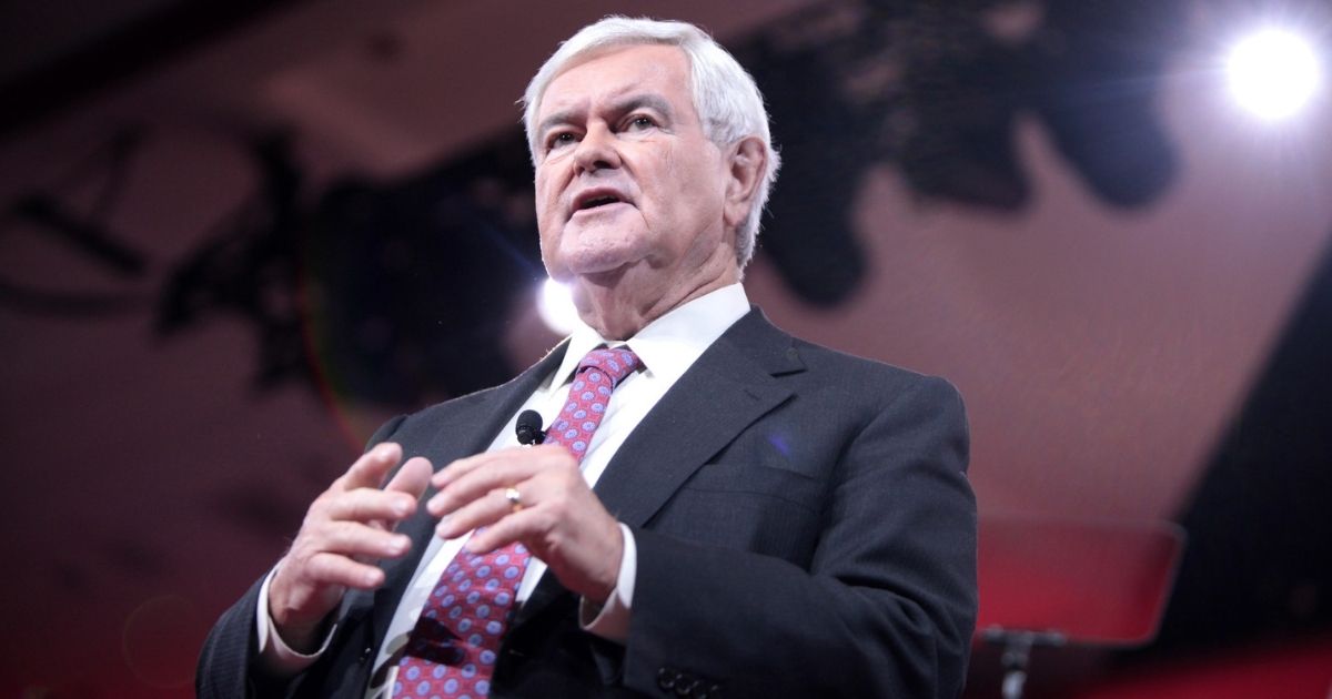 Former Speaker of the House Newt Gingrich of Georgia speaking at the 2015 Conservative Political Action Conference (CPAC) in National Harbor, Maryland.