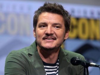 Pedro Pascal speaking at the 2017 San Diego Comic Con International, for "Kingsman: The Golden Circle", at the San Diego Convention Center in San Diego, California.