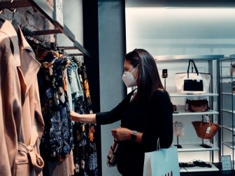 Woman shopping with a mask on