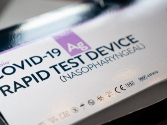 A box of Covid-19 rapid test devices. Those are used to determine if someone is infected.