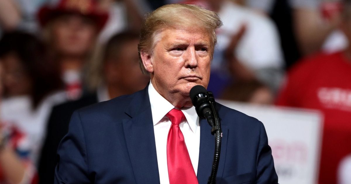 President of the United States Donald Trump speaking with supporters at a "Keep America Great" rally at Arizona Veterans Memorial Coliseum in Phoenix, Arizona.