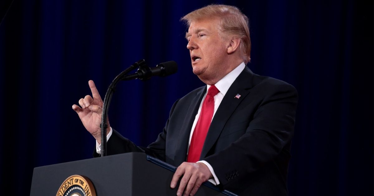 President of the United States Donald Trump speaking at the 2018 Conservative Political Action Conference (CPAC) in National Harbor, Maryland.