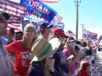 Trump supporters show up in West Palm Beach, Florida, on Monday, to show how much they appreciate the former president and to celebrate his acquittal.