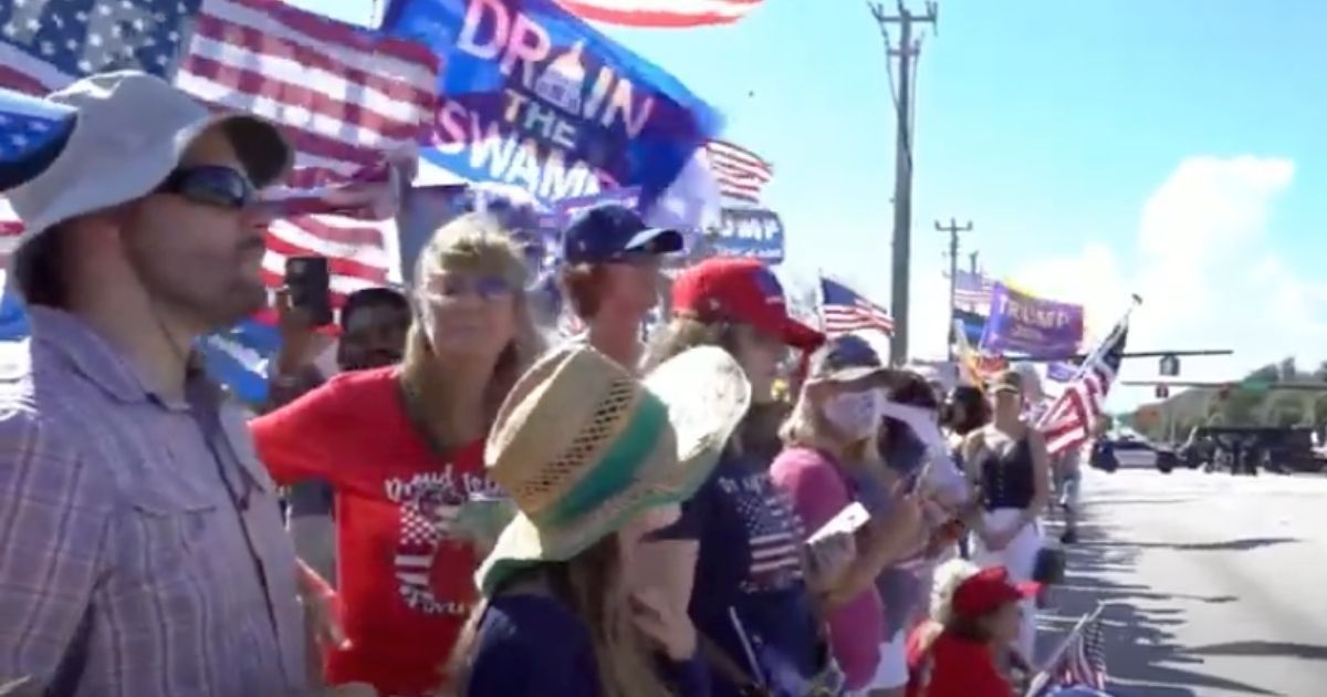 Trump supporters show up in West Palm Beach, Florida, on Monday, to show how much they appreciate the former president and to celebrate his acquittal.