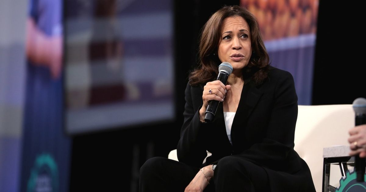 U.S. Senator Kamala Harris speaking with attendees at the 2019 National Forum on Wages and Working People hosted by the Center for the American Progress Action Fund and the SEIU at the Enclave in Las Vegas, Nevada.
