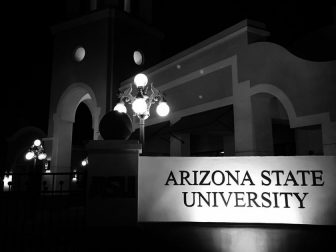 The Arizona State University (ASU) Downtown Campus in Phoenix at night.