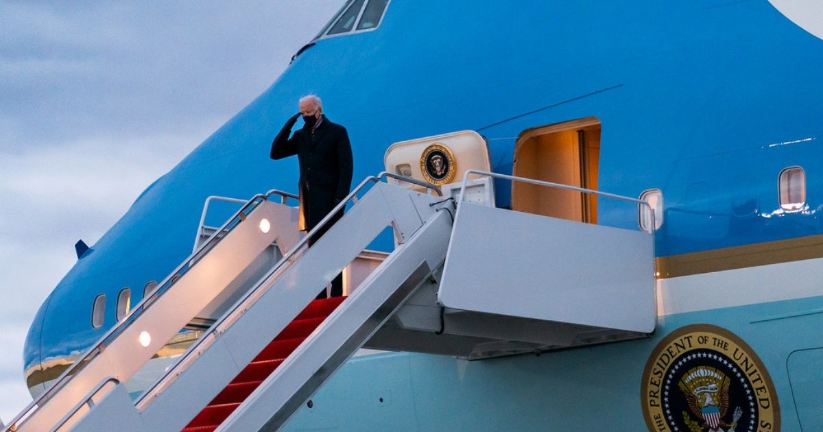 President Joe Biden boards Air Force One at Joint Base Andrews, Maryland Tuesday, Feb. 16, 2021, en route to General Mitchell International Airport in Milwaukee, Wisconsin. (Official White House Photo by Adam Schultz)