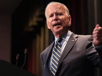 Former Vice President of the United States Joe Biden speaking with attendees at the 2019 Iowa Federation of Labor Convention hosted by the AFL-CIO at the Prairie Meadows Hotel in Altoona, Iowa.