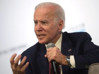 Former Vice President of the United States Joe Biden speaking with attendees at the Moving America Forward Forum hosted by United for Infrastructure at the Student Union at the University of Nevada, Las Vegas in Las Vegas, Nevada.
