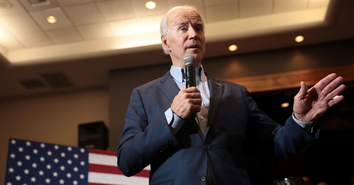 Former Vice President of the United States Joe Biden speaking with supporters at a community event at Sun City MacDonald Ranch in Henderson, Nevada.