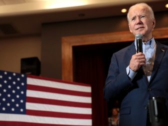 Former Vice President of the United States Joe Biden speaking with supporters at a community event at Sun City MacDonald Ranch in Henderson, Nevada.