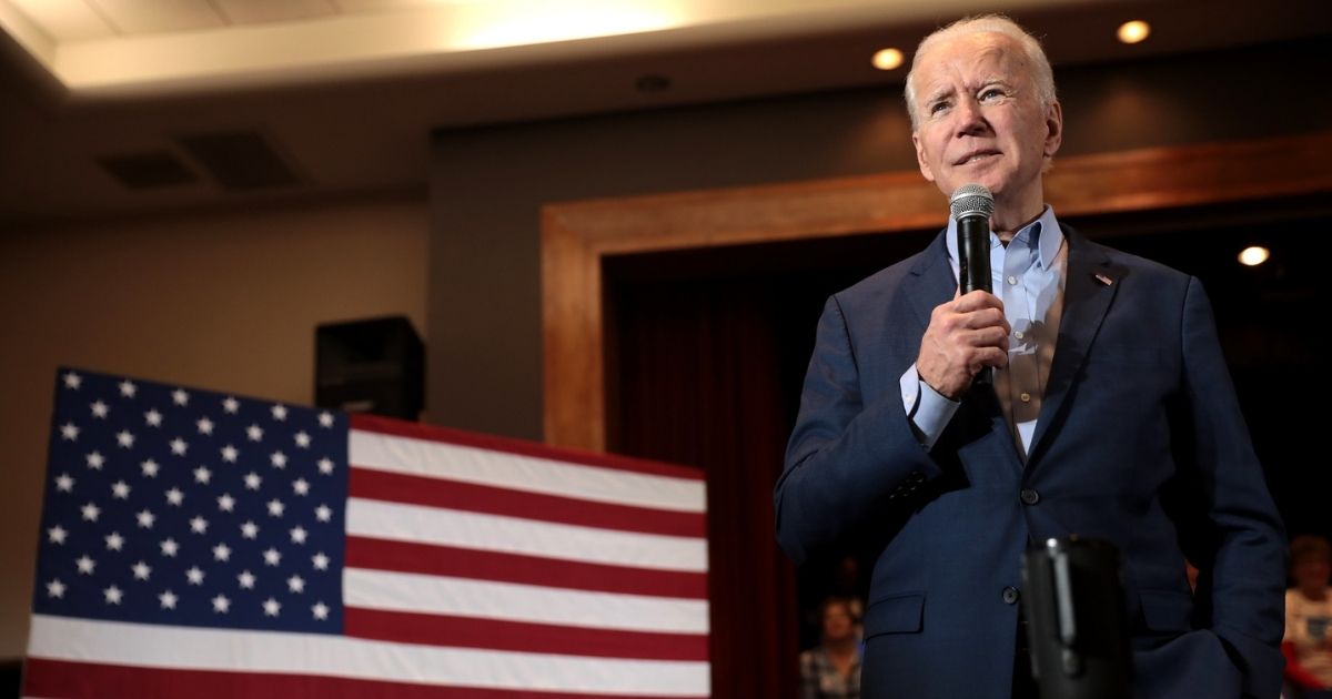 Former Vice President of the United States Joe Biden speaking with supporters at a community event at Sun City MacDonald Ranch in Henderson, Nevada.