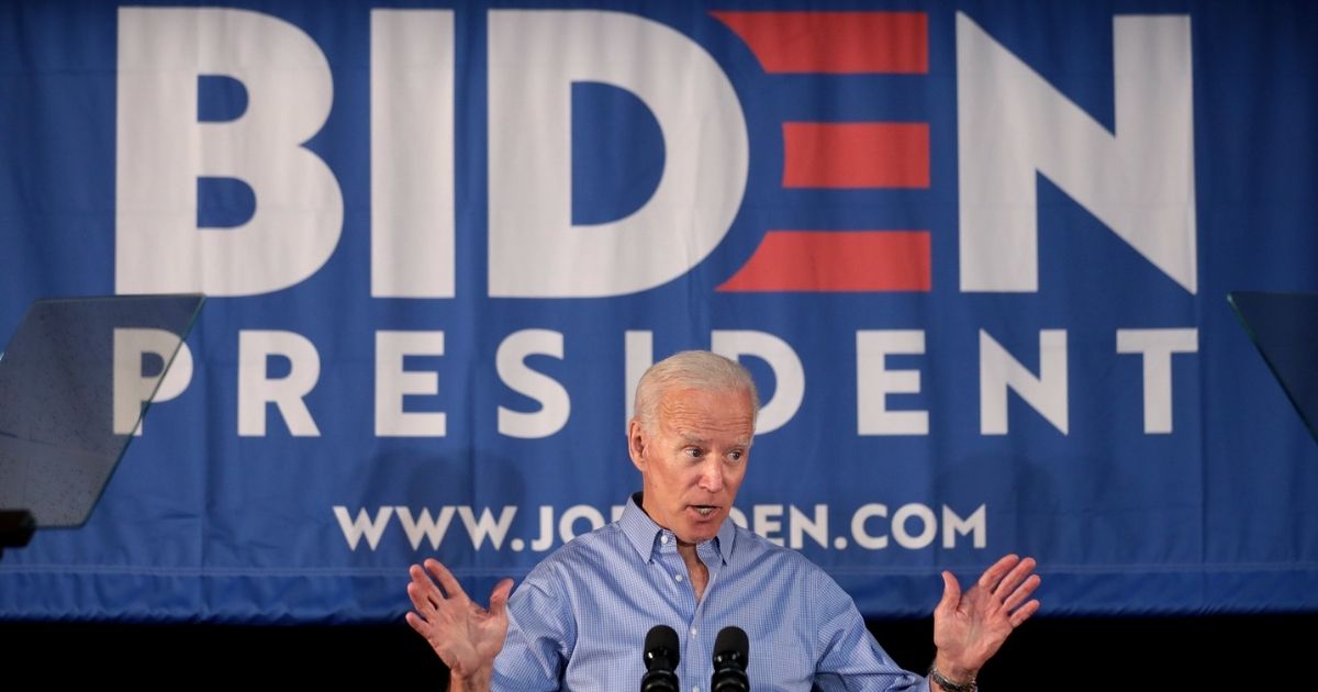 Former Vice President of the United States Joe Biden speaking with supporters at a community event at the Best Western Regency Inn in Marshalltown, Iowa.