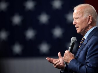 Former Vice President of the United States Joe Biden speaking with attendees at the Presidential Gun Sense Forum hosted by Everytown for Gun Safety and Moms Demand Action at the Iowa Events Center in Des Moines, Iowa.