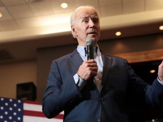 Former Vice President of the United States Joe Biden speaking with supporters at a community event at Sun City MacDonald Ranch in Henderson, Nevada.