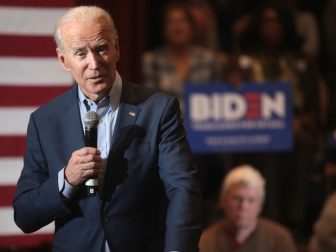 Former Vice President of the United States Joe Biden speaking with supporters at a community event at Sun City MacDonald Ranch in Henderson, Nevada.