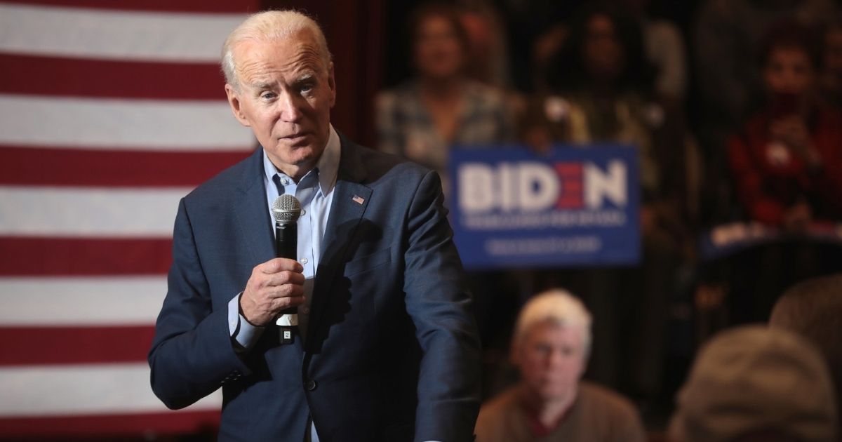 Former Vice President of the United States Joe Biden speaking with supporters at a community event at Sun City MacDonald Ranch in Henderson, Nevada.