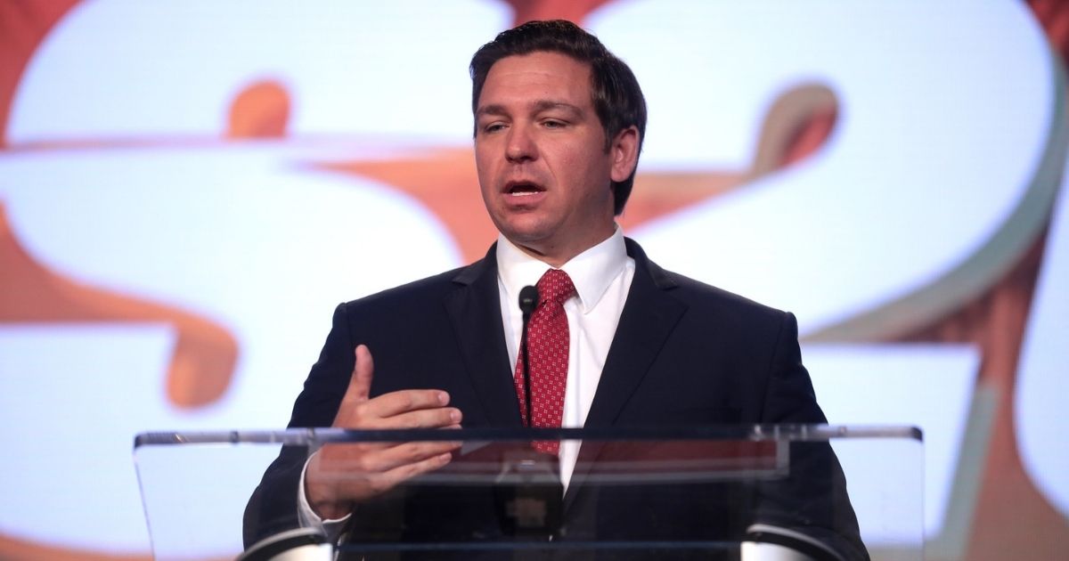 Governor-elect Ron DeSantis speaking with attendees at the 2018 Student Action Summit hosted by Turning Point USA at the Palm Beach County Convention Center in West Palm Beach, Florida.