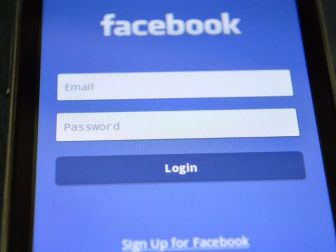 Facebook login screen on a cell phone