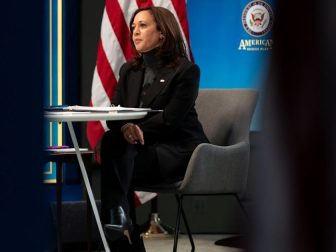 Vice President Kamala Harris participates in a virtual roundtable with women’s leadership groups on the American Rescue Plan, Thursday, Feb. 18, 2021, in the South Court Auditorium in the Eisenhower Executive Office Building at the White House. (Official White House Photo by Lawrence Jackson)