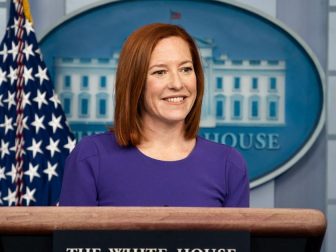 Press Secretary Jen Psaki answers questions from members of the press Wednesday, Feb. 24, 2021, in the James S. Brady Press Briefing Room of the White House. (Official White House Photo by Chandler West)