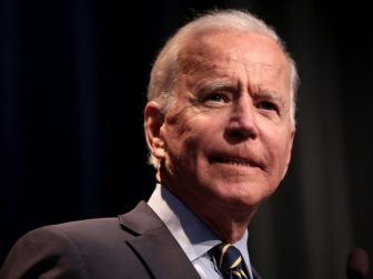 Former Vice President of the United States Joe Biden speaking with attendees at the 2019 Iowa Federation of Labor Convention hosted by the AFL-CIO at the Prairie Meadows Hotel in Altoona, Iowa.