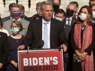 House Minority Leader Kevin McCarthy argued Thursday the current migrant crisis at the U.S.-Mexican border is of President Joe Biden's making.