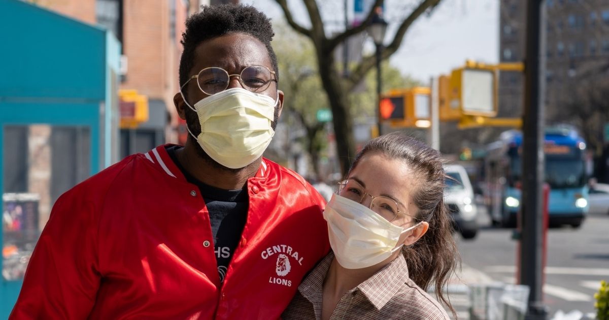 A couple enjoying the sunshine during New York City's #Coronavirus Quarantine, found walking up Flatbush Avenue in Brooklyn.